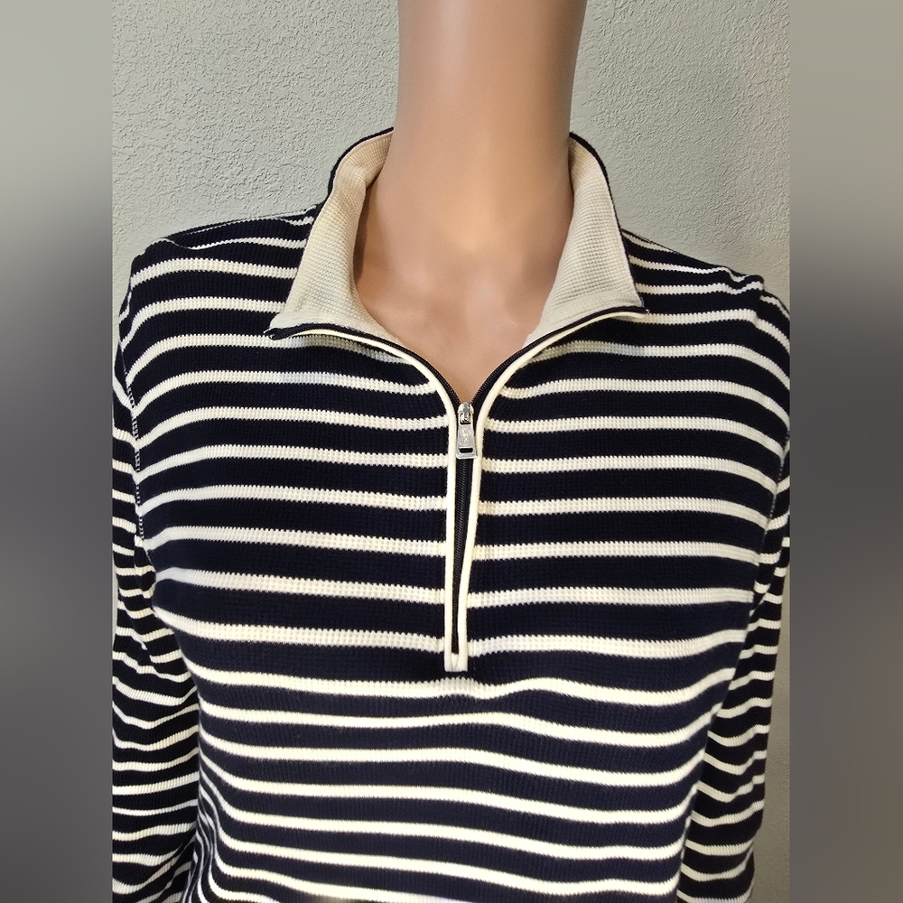 Ralph Lauren LRL Active Sweatshirt Top Womens XL Long Sleeve Striped 1/4 Zip - Picture 4 of 9